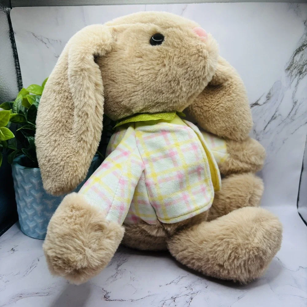 Fengtuo International (HK) Easter Bunny Rabbit‎ Tan Plush Pink Embroidered Nose